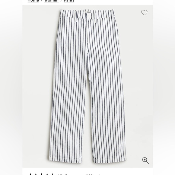 J. Crew Slim Wide-Leg Navy/Ivory Striped Jeans Size 28 - Picture 5 of 16